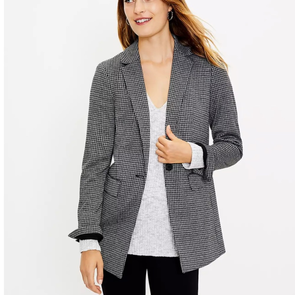 LOFT Houndstooth Boyfriend Blazer Sz. 4